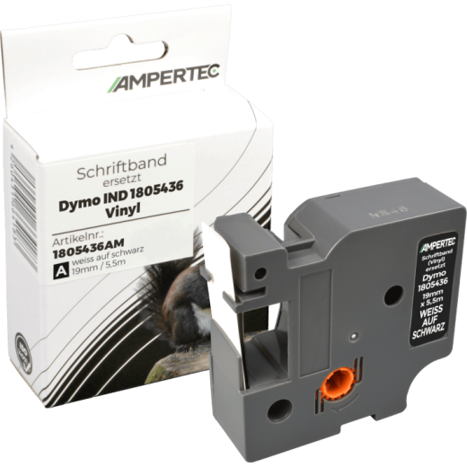 Label Band kompatibel zu Dymo IND 1805436 weiß auf schwarz 19mm x 5,5m Vinyl