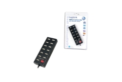 Logilink USB-HUB 13-Port m. Netzteil schwarz Kunststoff