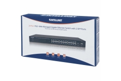 INTELLINET Switch 24x GE Web-Managed SNMP 2xMini Gbic PoE+