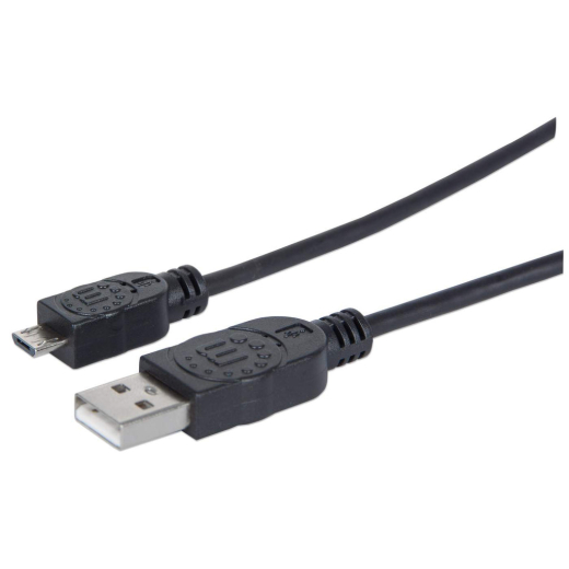 MANHATTAN USB Kabel A -> micro B St/St 1.80m sw