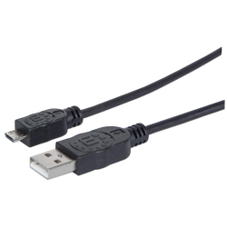 MANHATTAN USB Kabel A -> micro B St/St 1.80m sw