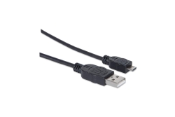 MANHATTAN USB Kabel A -> micro B St/St 1.80m sw