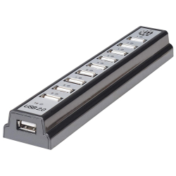 MANHATTAN USB-HUB 10-Port USB 2.0 Desktop Hub schwarz