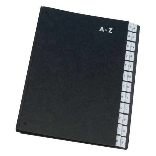 Pultordner Hartpappe - A - Z, 24 Fächer, Farbe schwarz