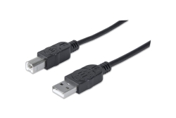 MANHATTAN USB Kabel A -> B St/St 1.80m schwarz