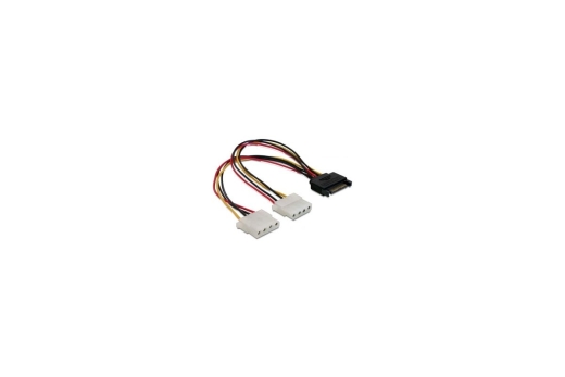 DELOCK Stromkabel SATA 15Pin -> 2x Molex 4Pin St/Bu 0.20m