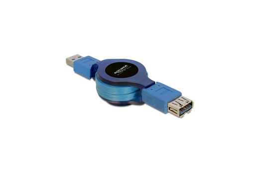DELOCK USB3.0 Verl. A -> A St/Bu 1.00m blau Aufrollfu