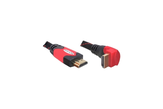 DELOCK HDMI Kabel Ethernet A -> A St/St 3.00m 90° unten 4K
