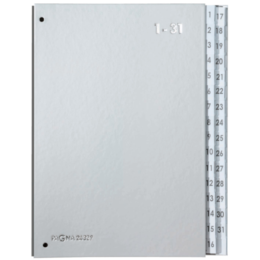 Pultordner Color-Einband - Tabe 1 - 31, 32 Fächer, silber