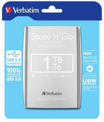 Verbatim 6.3cm (2.5) 1TB USB 3.0 Storen Go Silver retail