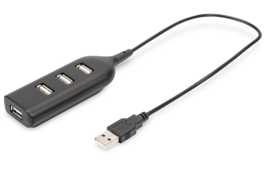DIGITUS USB-Hub 4-Port 2.0->4xA2.0 integr. Kabel schwarz