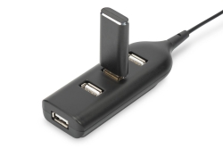 DIGITUS USB-Hub 4-Port 2.0->4xA2.0 integr. Kabel schwarz