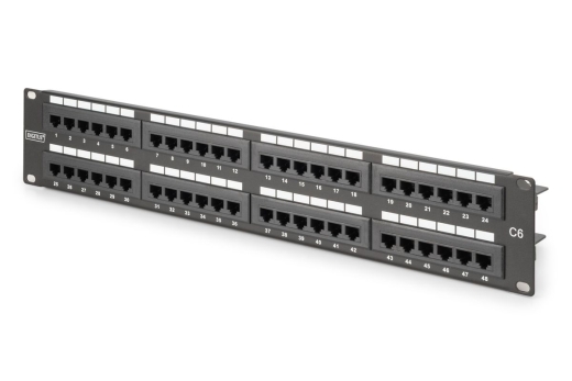 DIGITUS Patchpanel 2HE 48-Port Cat6 ungeschirmt schwarz