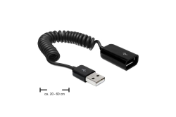 DELOCK USB Kabel A -> A St/Bu 0.20m-0.60m sw Spiral