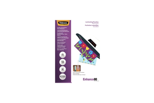 Fellowes Laminierfolie Selbstklebend A3 80Mikron glänz. 100P