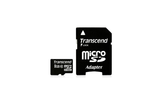 SD microSD Card 8GB Transcend SDHC Class10 w/adapter