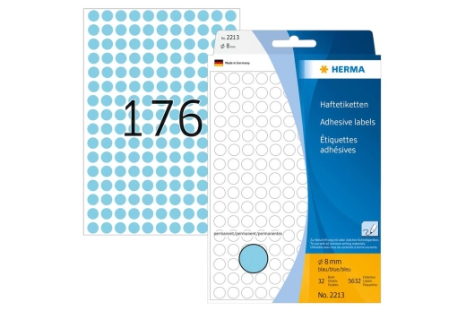 HERMA Vielzwecketiketten blau 8 mm rund Papier 5632 St.