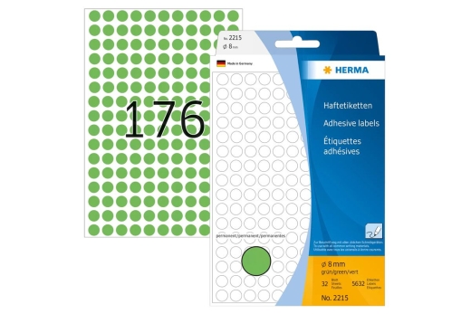 HERMA Vielzwecketiketten grün 8 mm rund Papier 5632 St.
