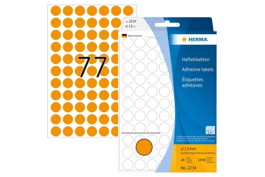 HERMA Vielzwecketiketten leuchtorange 13 mm Papier 1848 St.