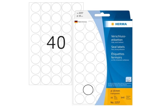 HERMA Verschlussetik. transp. 19 mm extrem haftend 640 St.