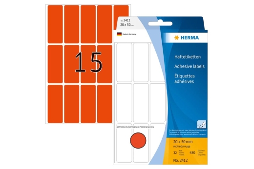 HERMA Vielzwecketiketten rot 20x50 mm Papier matt 480 St.