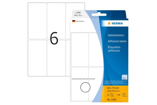 HERMA Vielzwecketiketten weiß 40x75 mm Papier matt 192 St.