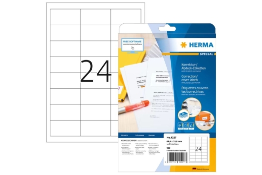 HERMA Abdecketik. A4 weiß 64,6x33,8 mm Papier opak 600 St.