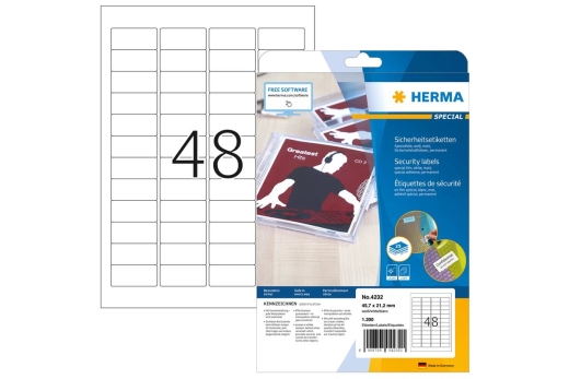HERMA Sicherheitsetiketten weiß 45,7x21,2 mm Folie 1200 St.