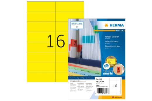 HERMA Etiketten A4 gelb 105x37 mm Papier matt 1600 St.