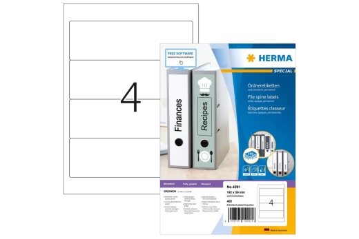 HERMA Ordneretiketten A4 weiß 192x59 mm Papier opak 400 St.