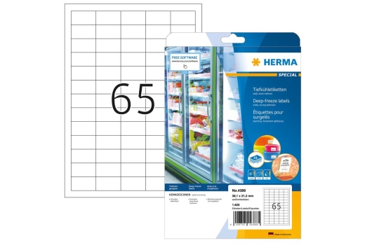 HERMA Tiefkühletiketten A4 weiß 38,1x21,2 mm Papier 1625 St.