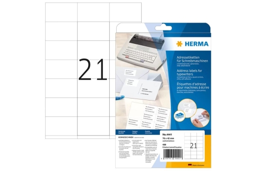 HERMA Adressetik. 70x42 mm Papier Ecken spitz 420 St.