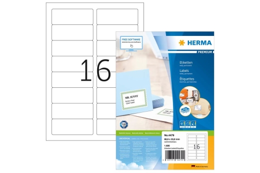HERMA Adressetik. A4 weiß 88,9x33,8 mm Papier 1600 St.