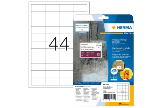 HERMA Etik. strapazierf. A4 weiß 48,3x25,4 mm Folie 1100 St.