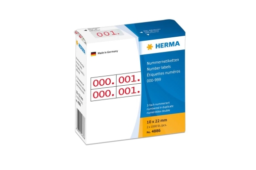 HERMA Nummernetik. doppelt selbstkl. 10x22 mm Aufdruck rot