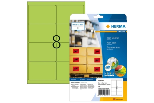 HERMA Etiketten A4 neon-grün 99,1x67,7 mm Papier 160 St.