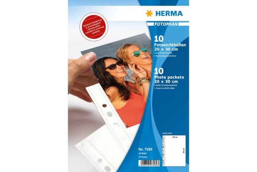HERMA Fotosichthüllen 200 x 300 mm hoch weiß 10 Hüllen