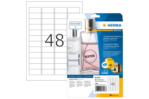 HERMA Etik. glasklar A4 45,7x21,2 mm Folie glänzend 1200 St.