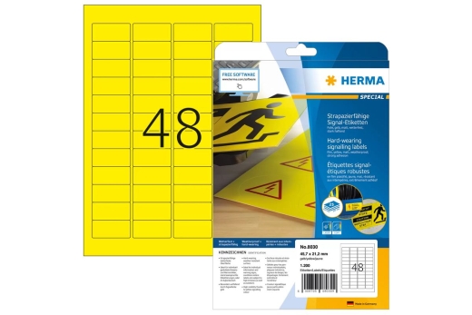HERMA Signal-Etiketten A4 45,7x21,2 mm gelb Folie 1200 St.