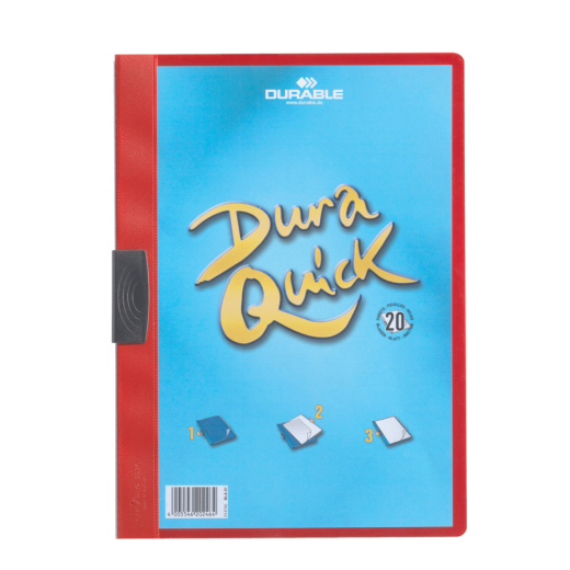 Klemm-Mappe DURAQUICK® - Weich-/Hartfolie, 20 Blatt, transparent/rot