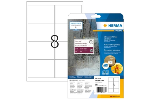 HERMA Adressetiketten A4 weiß 99,1x67,7 mm Folie 200 St.