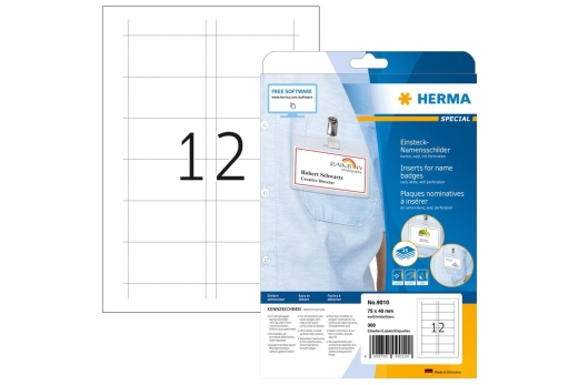 HERMA Namens-Einsteckschild. A4 75x40 mm weiß Karton 300 St.