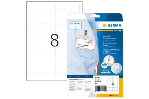 HERMA Namens-Einsteckschild. A4 90x60 mm weiß Karton 200 St.