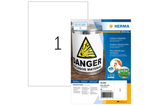 HERMA Etik. A4 Outdoor Klebefolie weiß 210x297 mm 50 St.