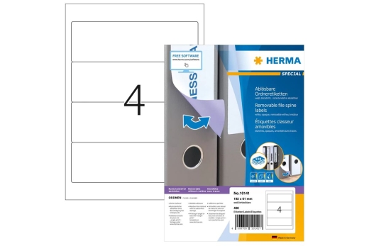HERMA Ordneretiketten A4 weiß 192x61 mm ablösb. opak 400 St.