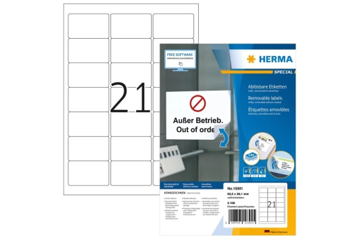 HERMA Adressetiketten A4 weiß 63,5x38,1 mm 2100 St.