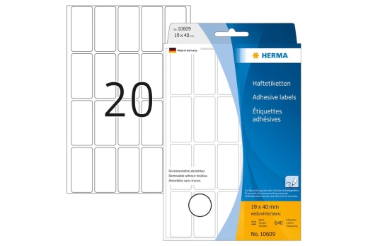 HERMA Vielzwecketiketten weiß 19x40 mm ablösbar 480 St.