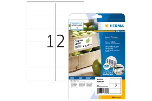 HERMA Etiketten A4 weiß 105x48 mm extrem haftend 300 St.