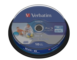 Bluray Verbatim 6x 25GB 10pcs IJP 10 Pack Spindle