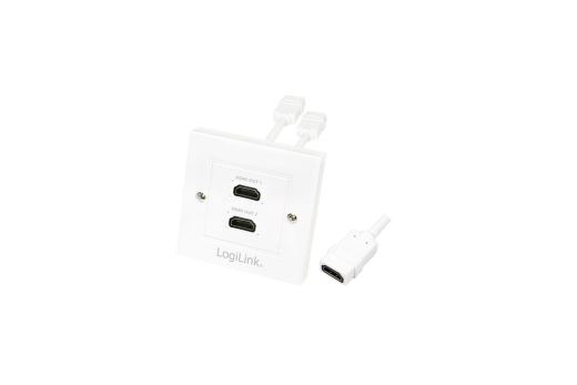 Logilink HDMI Adapter, wall socket, 2-port, white